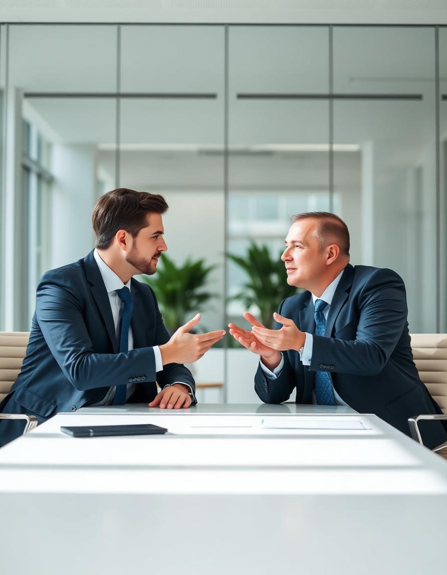 Two professionals in a recruitment interview